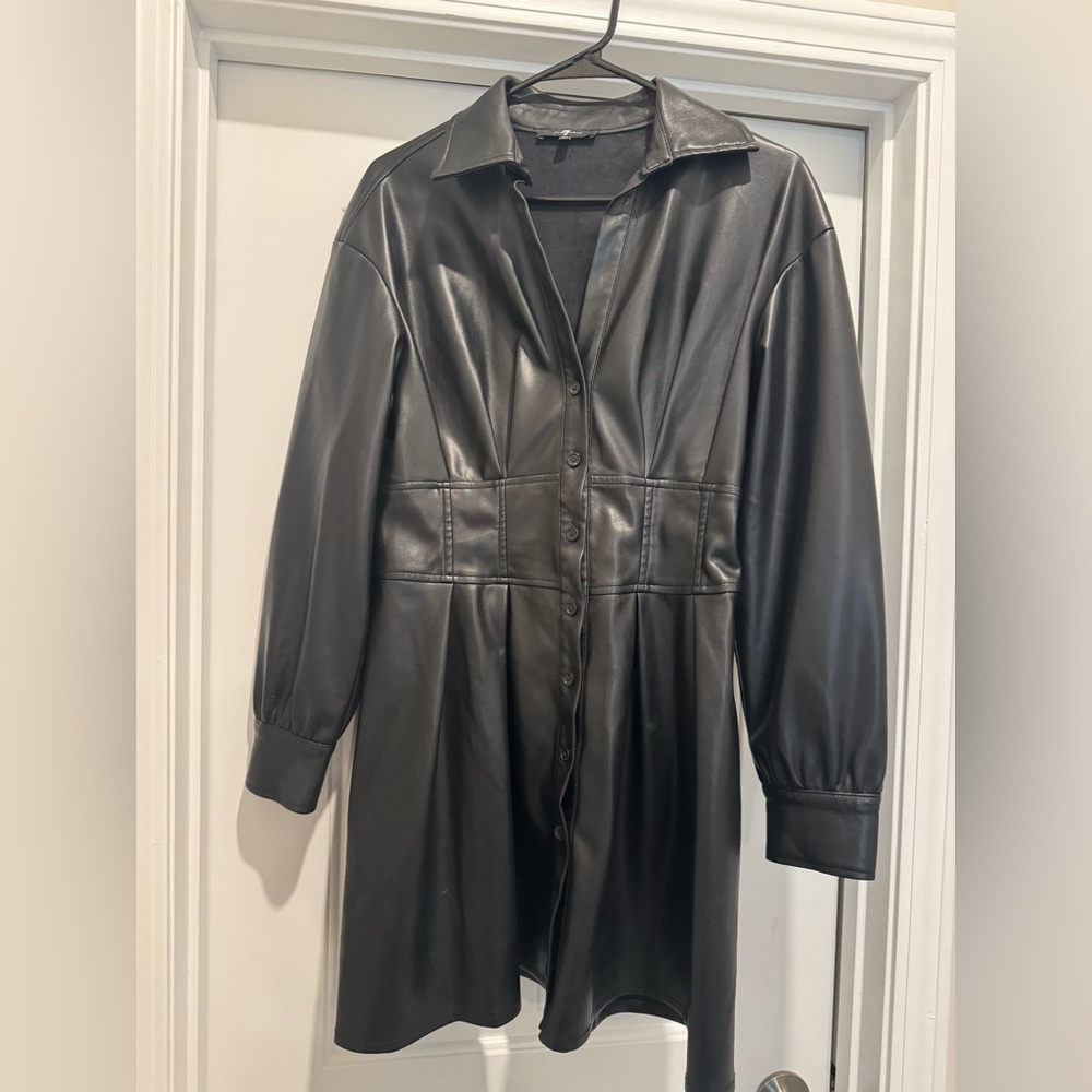 7 For All Mankind Black Leather Dress